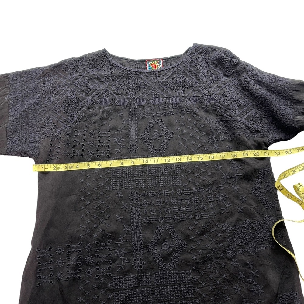 Johnny Was Womens Embroidered Top Round Neck Lightweight Tunic Size XS Black - Picture 5 of 10